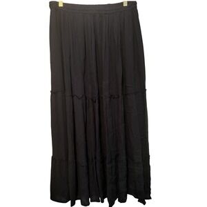 NWT Gypsie Blu Live to Free Navy Blue Tiered Maxi Skirt Viscose Boho Size Large